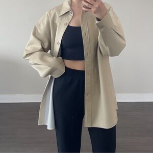 Babaton Pelli Vegan Leather Jacket In Sand